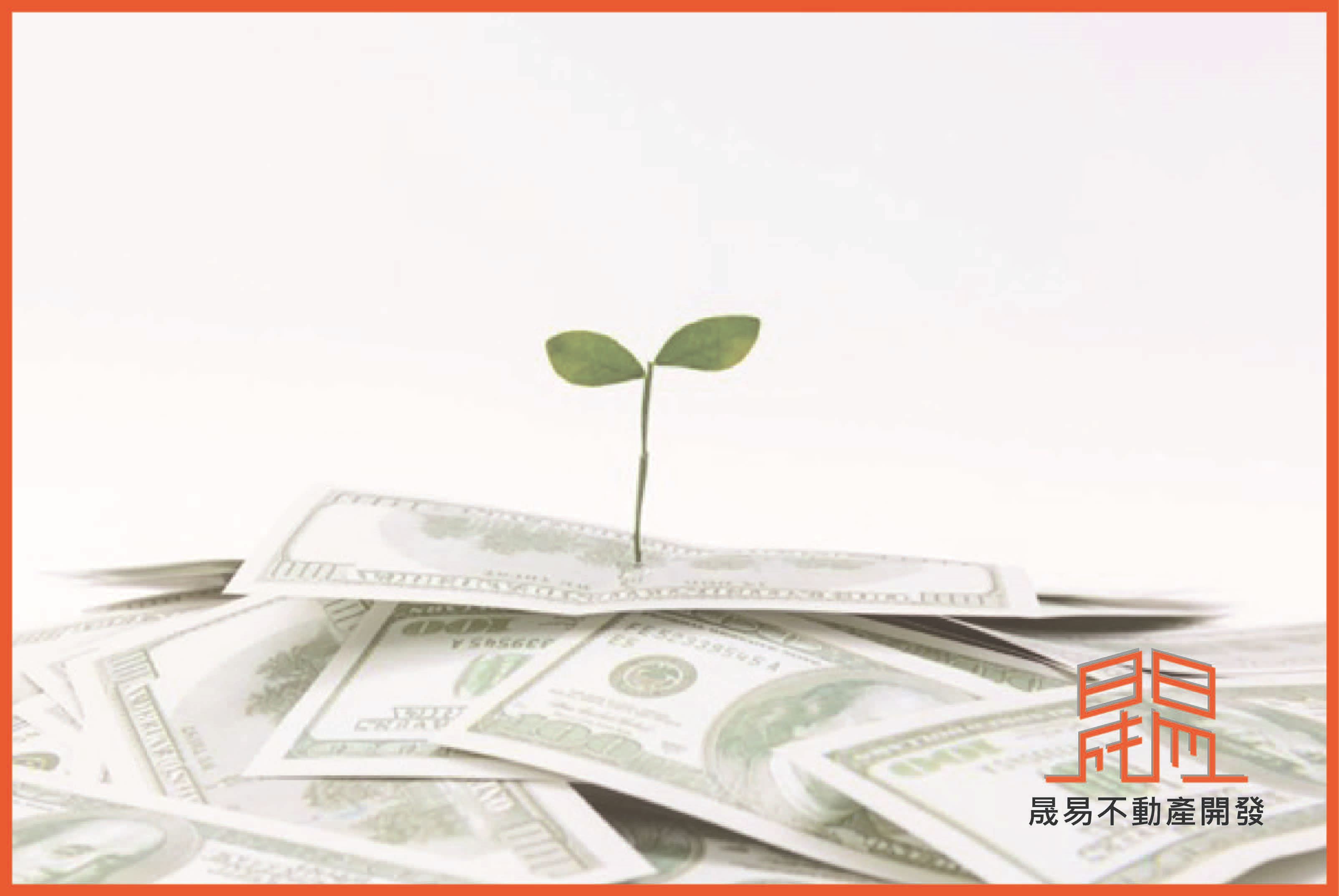 自美元鈔票中發芽的綠葉
